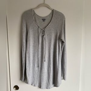 Aerie Waffle Long Sleeve Lace Up Top